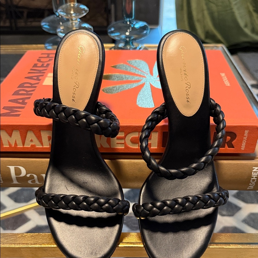 Gianvito Rossi Black Braided Nappa Sandals